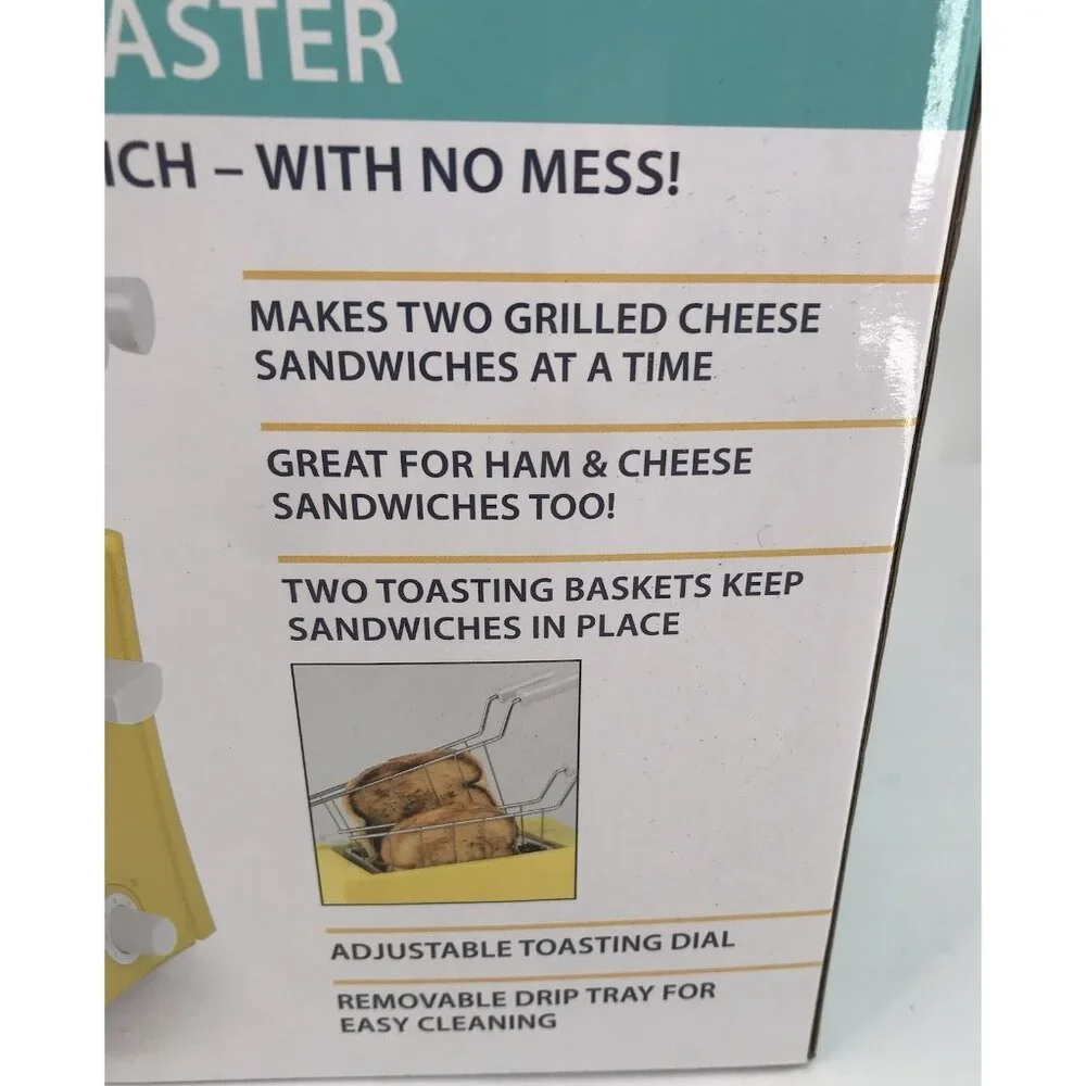 Nostalgia TCS2 Yellow Grilled Cheese‎ Sandwich Toaster Maker Easy Clean Baskets